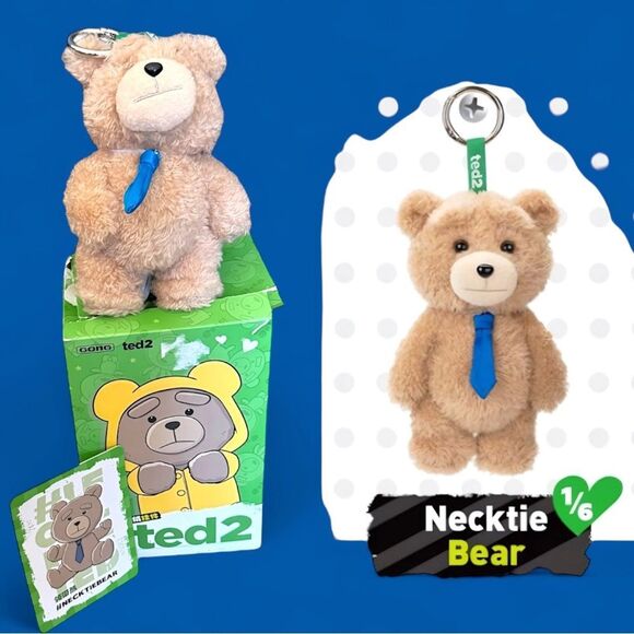 Pop Mart Ted2 Teddy Bear Action Plush Pendant - Necktie Bear - Picture 1 of 15